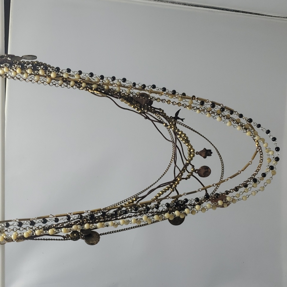 Soft surroundings coin Necklace tan/black 5 strands